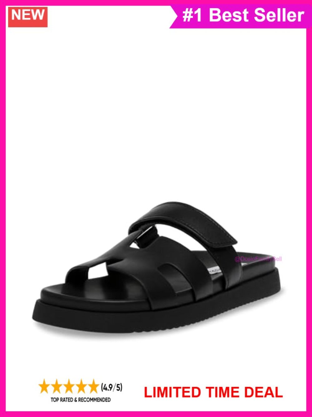 Steve Madden Mayven Slide Sandals Leather Platform Open Toe Hook & Loop